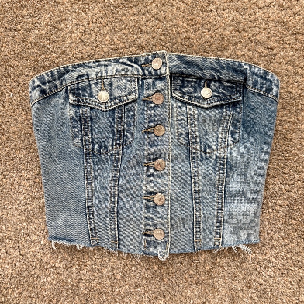 Denim Button-Up Corset Top